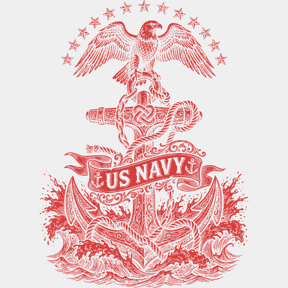 US Navy Four Colors - Navy DTF Transfers - Adult Unisex - S & M (10’’) / Red Color Design (See Imaging)