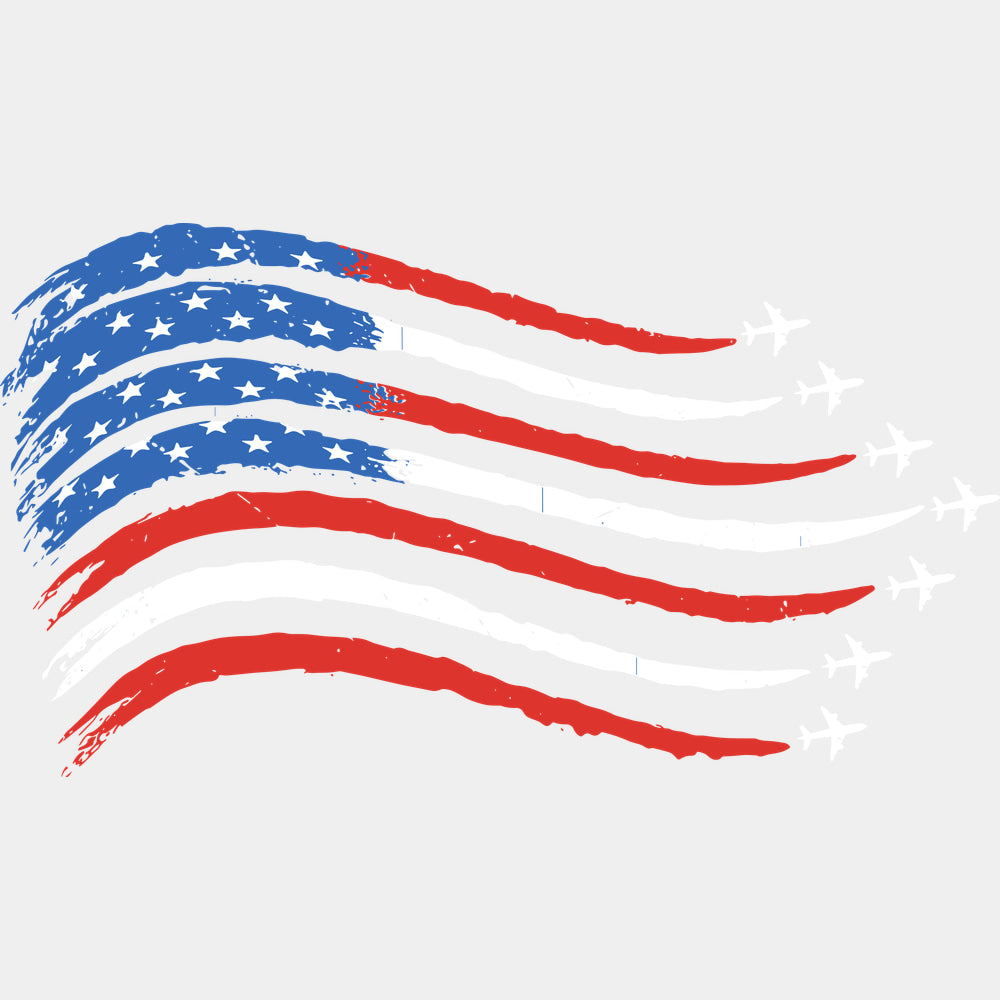 USA Flag Jet Trails - Air Force DTF Transfers - Adult Unisex - S & M (10’’) / Light Color Design (See Imaging)