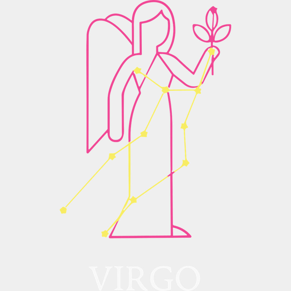 Virgo Pink Constellation - Zodiacs & Horoscopes DTF Transfers - Adult Unisex - S & M (10’’) / Light Color Design (See