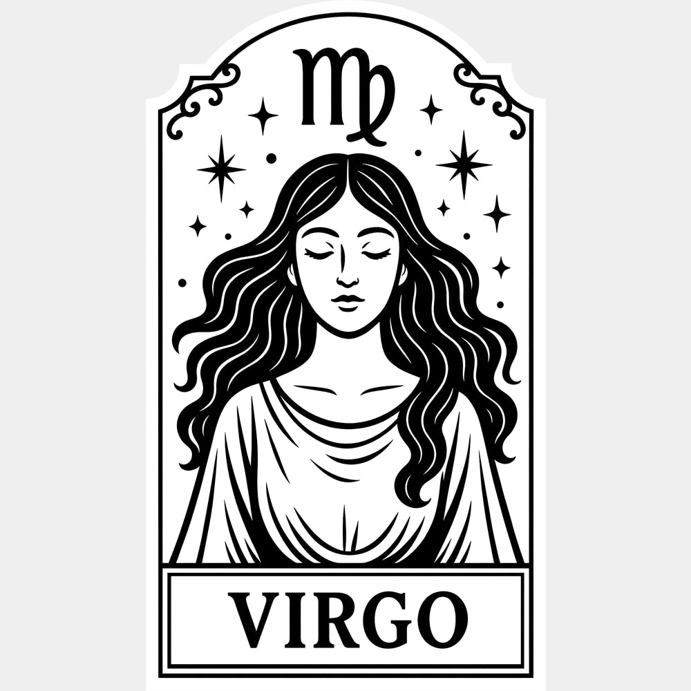 Virgo Tarot Card - Zodiacs & Horoscopes DTF Transfers - Adult Unisex - S & M (10’’) / Light Color Design (See Imaging)