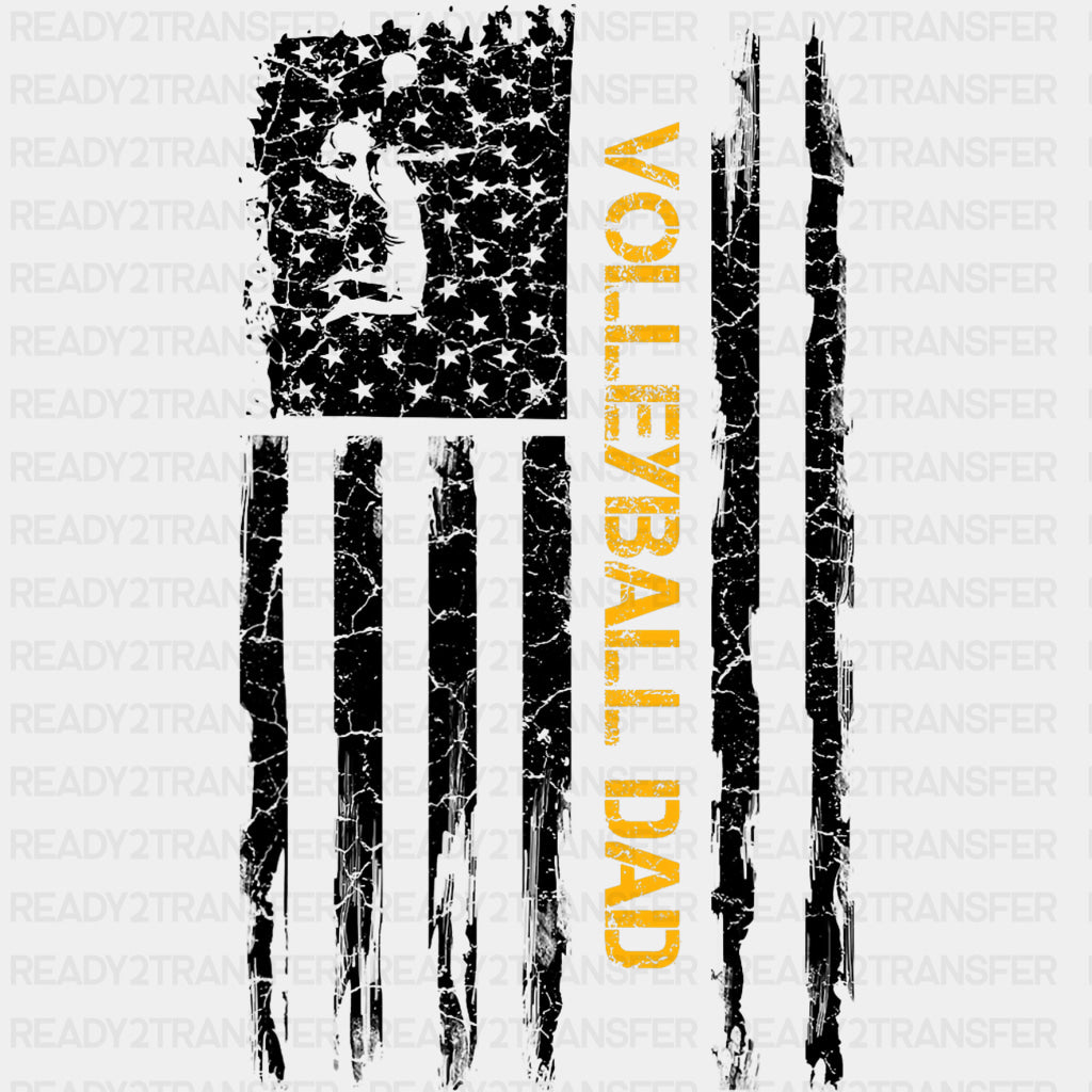 Volleyball Dad, US Flag - Volleyball DTF Transfers ready2transfer Dark Color Design (See Imaging)