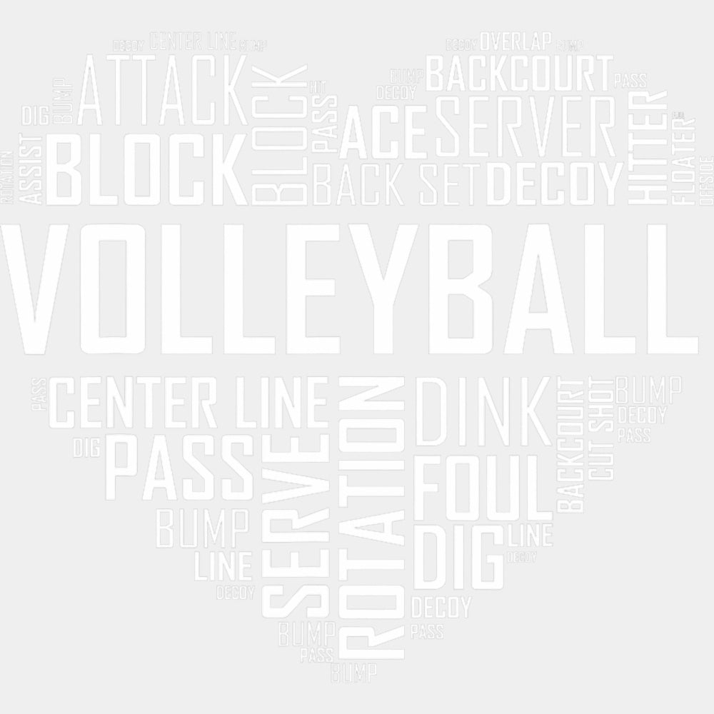 Volleyball Heart - Volleyball DTF Transfers ready2transfer Light Color Design (See Imaging)