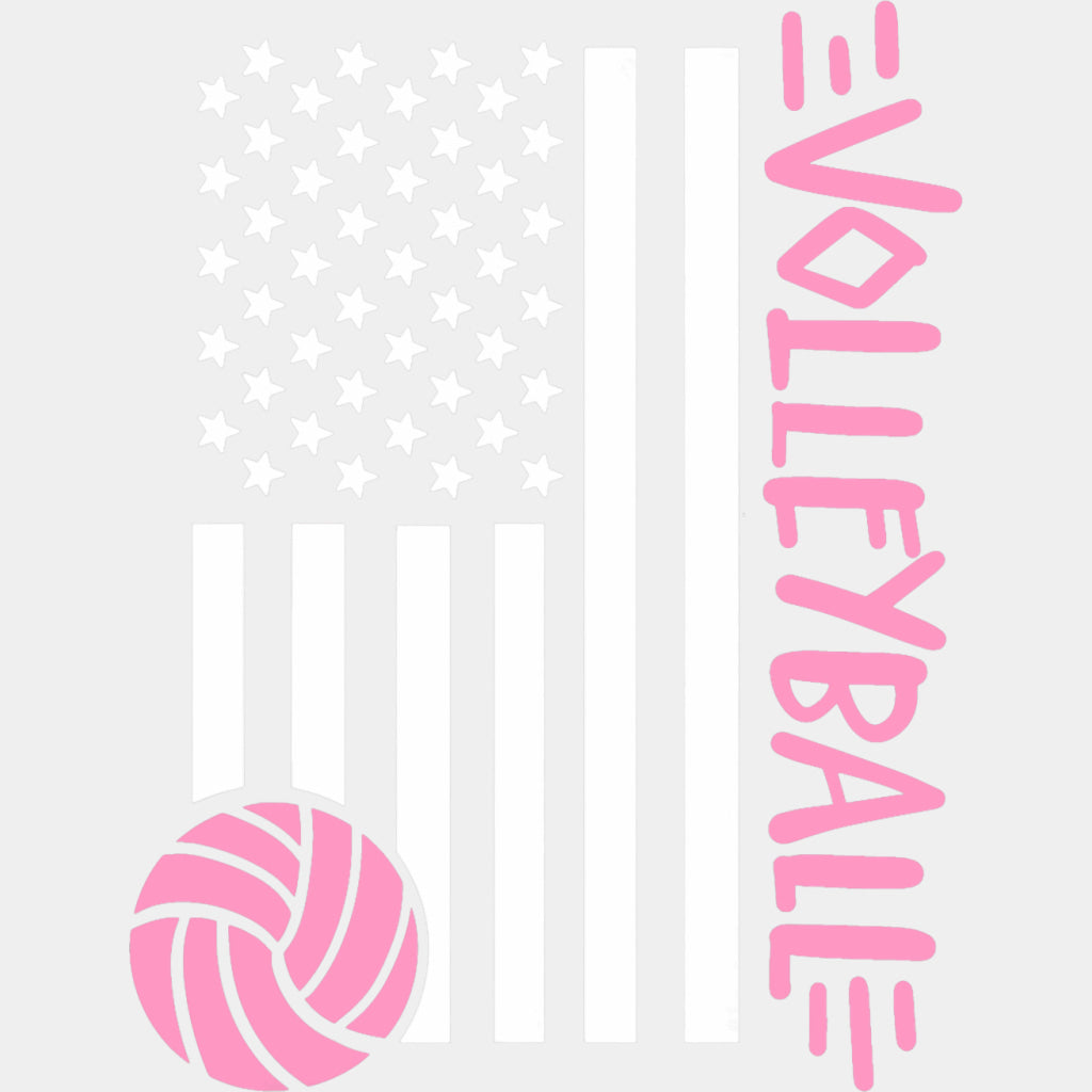 Volleyball US Flag, Pink - Volleyball DTF Transfers ready2transfer Light Color Design (See Imaging)