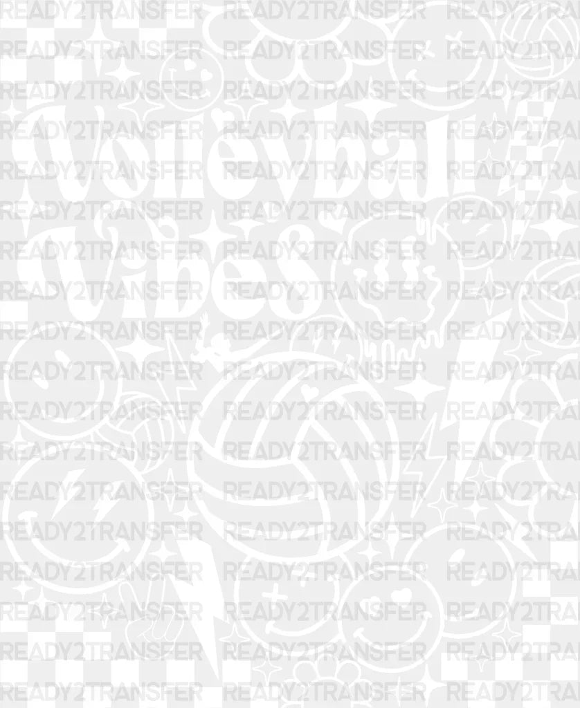 Volleyball Vibes Doodles Design - Dtf Heat Transfer Adult Unisex S & M (10’’) / White