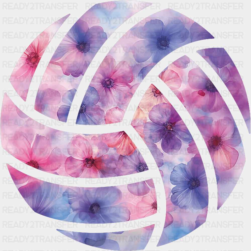 Volleyball Watercolor Flowers - Volleyball DTF Transfers ready2transfer