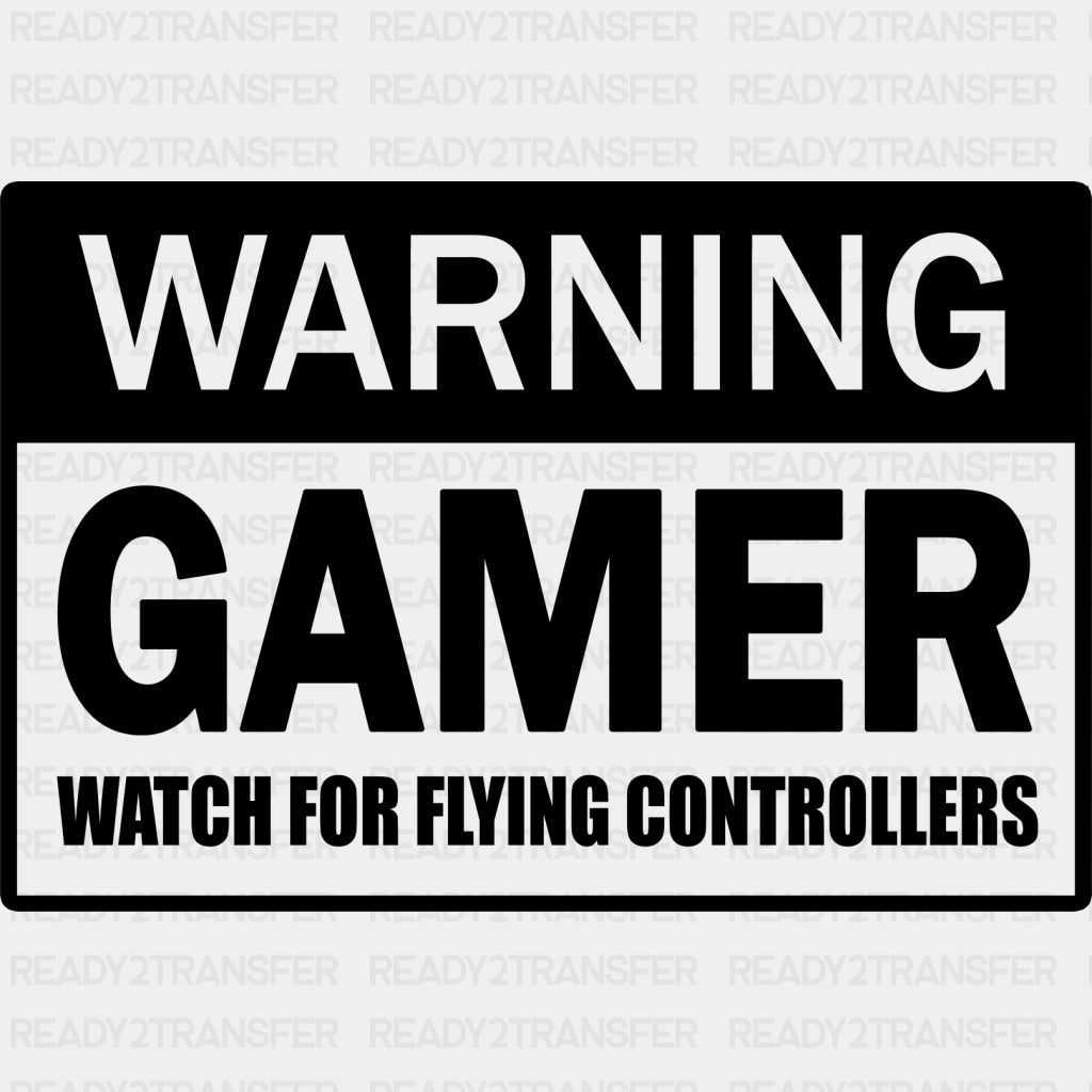 Watch For Flying Controllers - Video Game DTF Heat Transfer ready2transfer Dark Color Design ( See imaging )