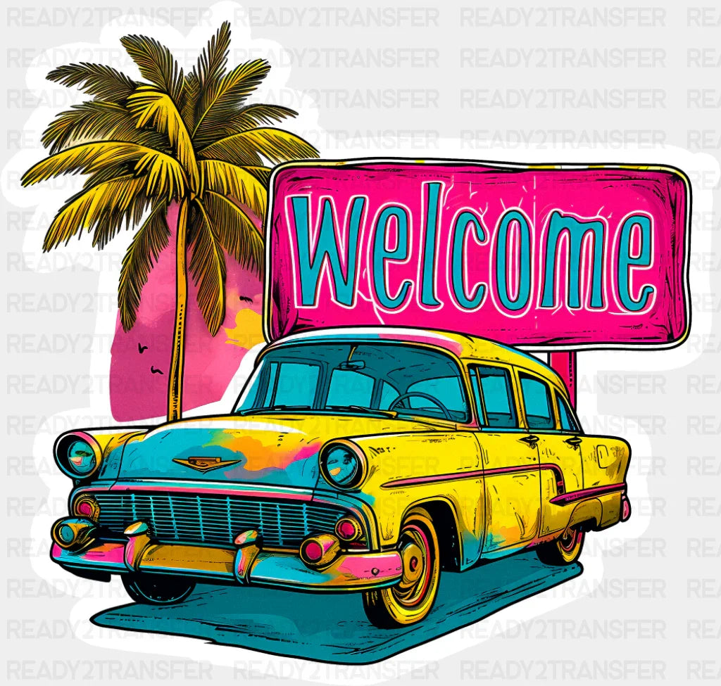 Welcome Vintage Car - Minimal UV Sticker Permanent UV DTF Decal