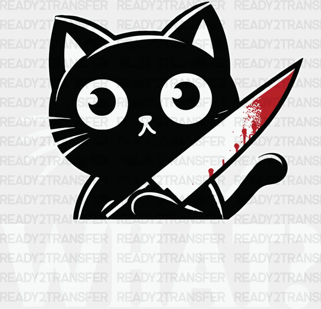 What Black Knife Cat - Cats Iron On Dtf Transfer Adult Unisex S & M (10’’) / Light Color Design