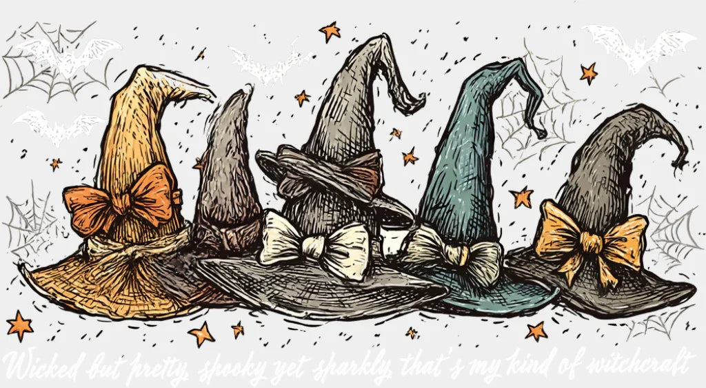 Wicked But Pretty Spooky Yet Sparkly - Halloween DTF Transfer Adult Unisex - S & M (10’’) / Light Color Design (See