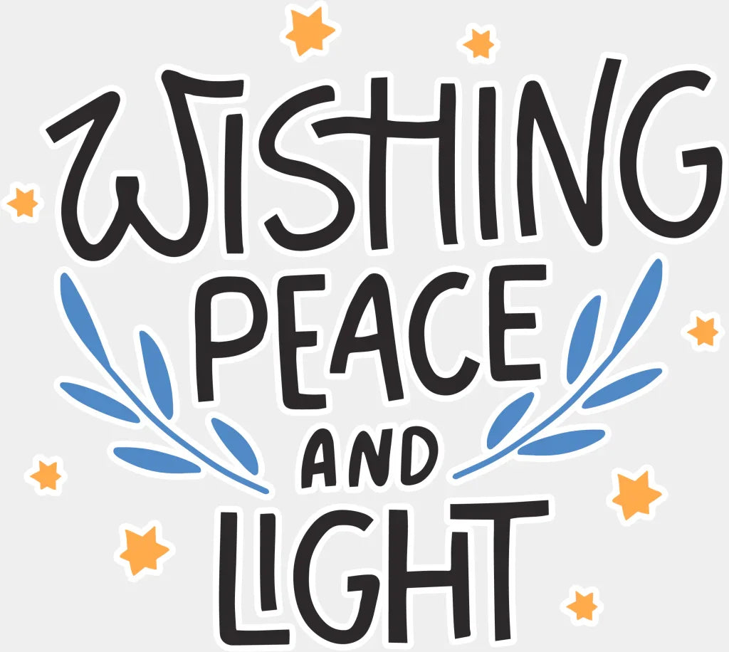 Wishing Peace And Light - Hanukkah Dtf Heat Transfer Adult Unisex S & M (10’’) / White