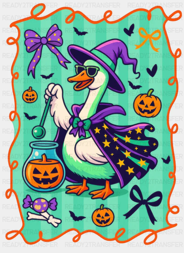 Witch Goose Teal Design - Halloween DTF Transfer ready2transfer