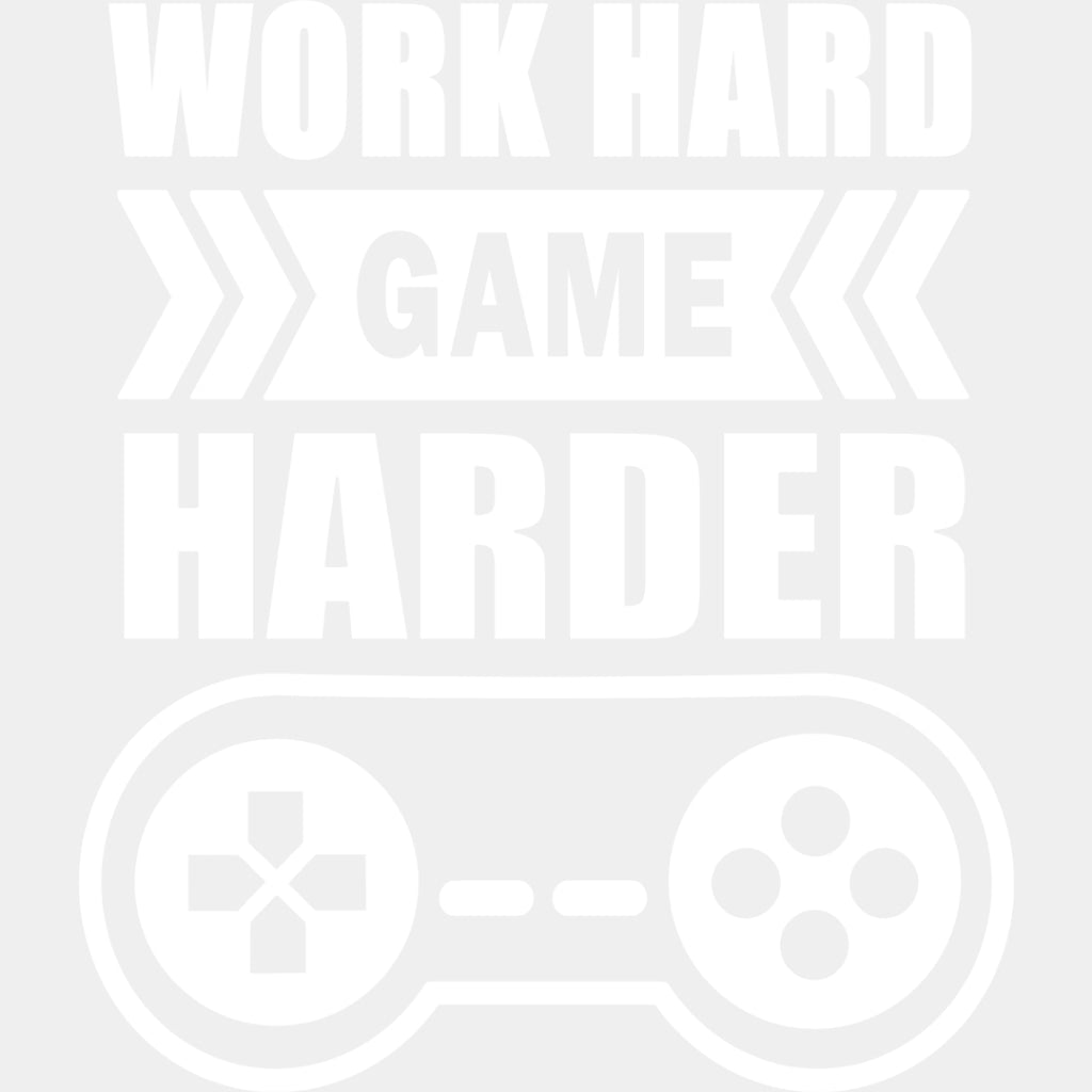 Work Hard Game Harder - Video Game DTF Heat Transfer ready2transfer Light Color Design ( See imaging )