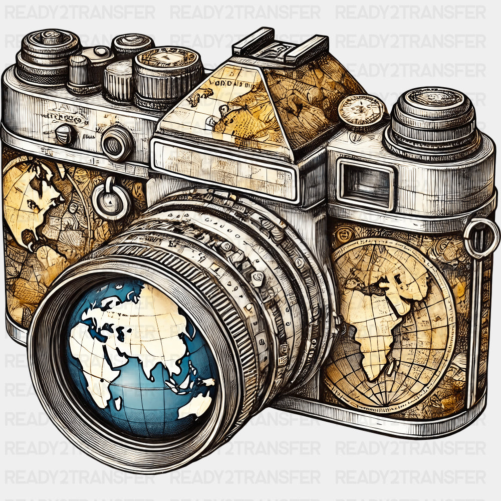 World Map Camera - Photography DTF Transfers ready2transfer