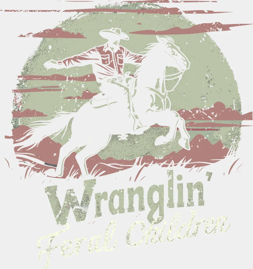Wranglin’ Feral Children - Rodeo DTF Transfer Adult Unisex - S & M (10’’) / Light Color Design (See Imaging)