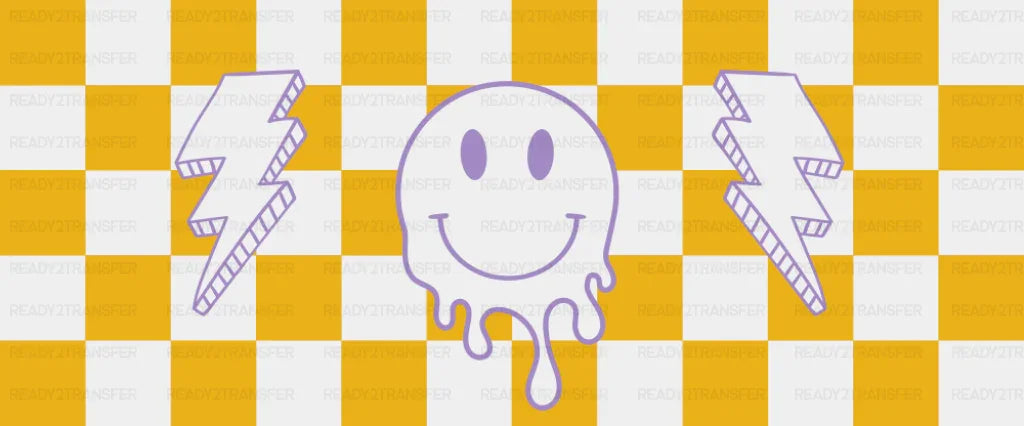 Yellow Checkers Smiley - Cats Cup Wrap UV Sticker Permanent UV DTF Decal
