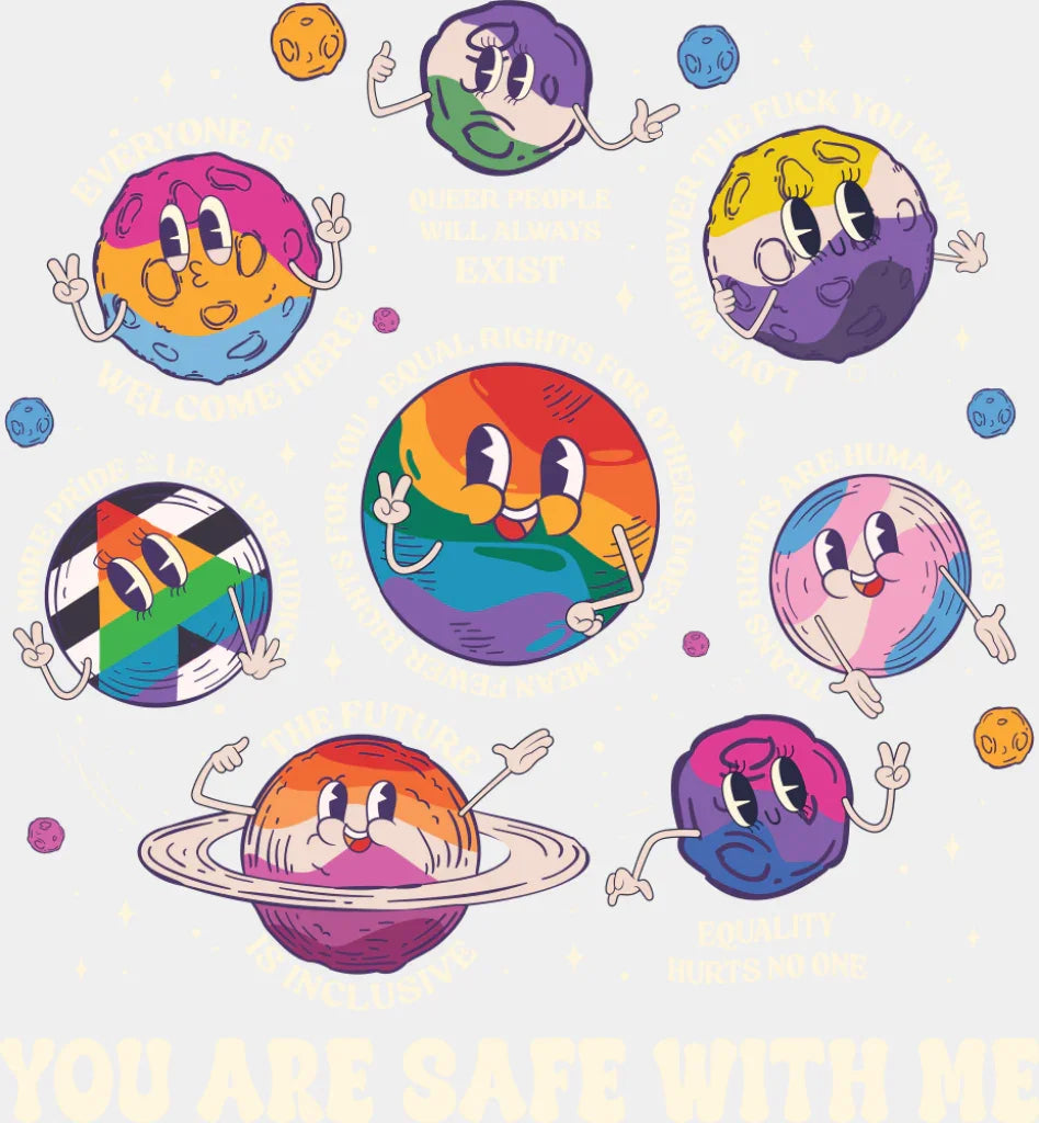 You Are Safe With Me - Gay DTF Transfer Adult Unisex - S & M (10’’) / Light Color Design (See Imaging)