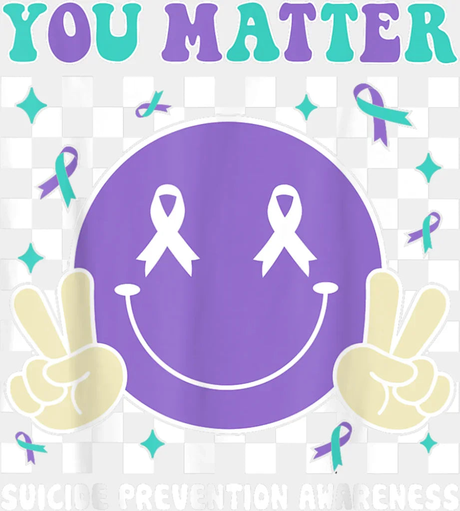 You Matter Checkered Design - Suicide Awareness DTF Transfer Adult Unisex - S & M (10’’) / Light Color Design (See
