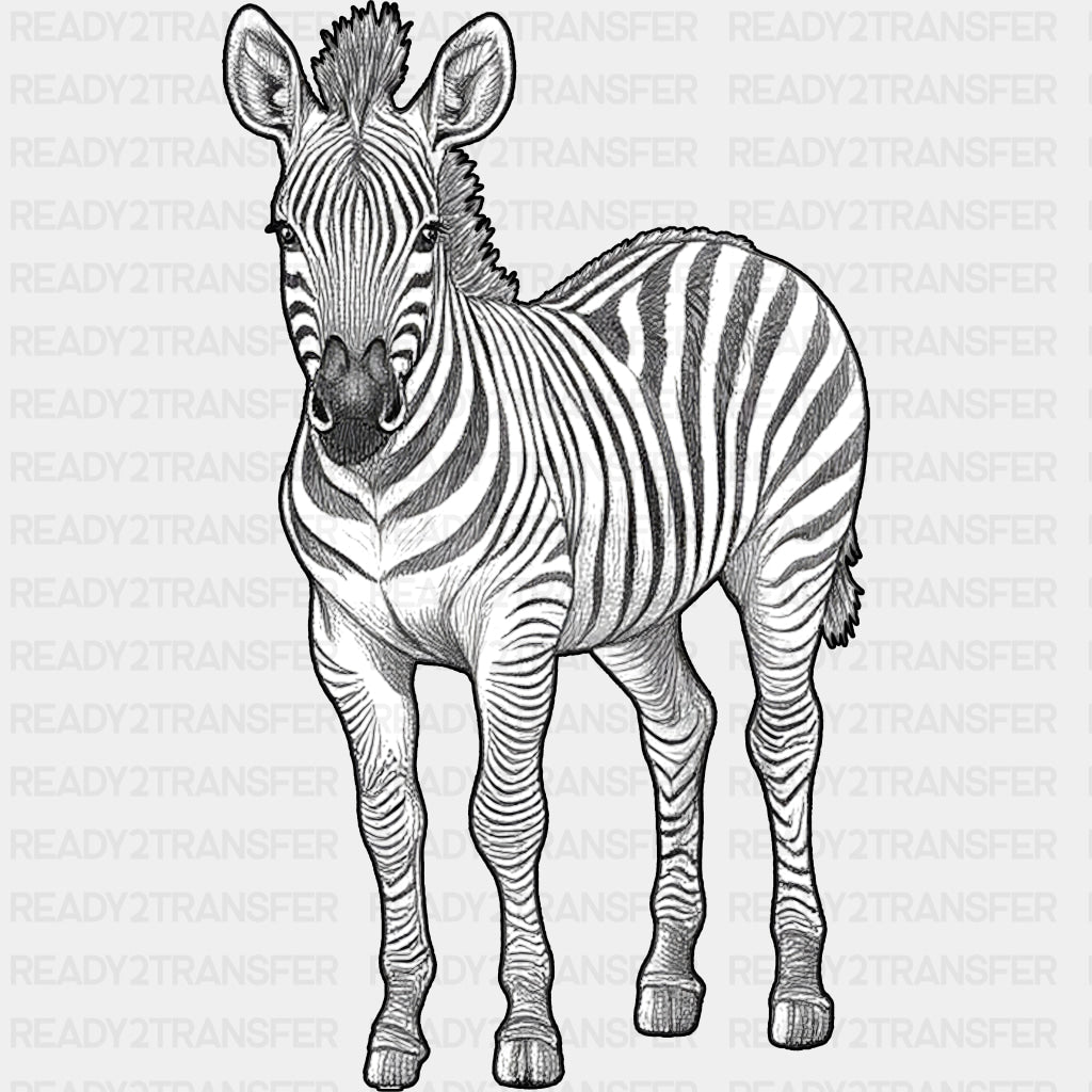 Zebra B&W - Animals DTF Transfers - Adult Unisex - S & M (10’’) / Dark Color Design (See Imaging)
