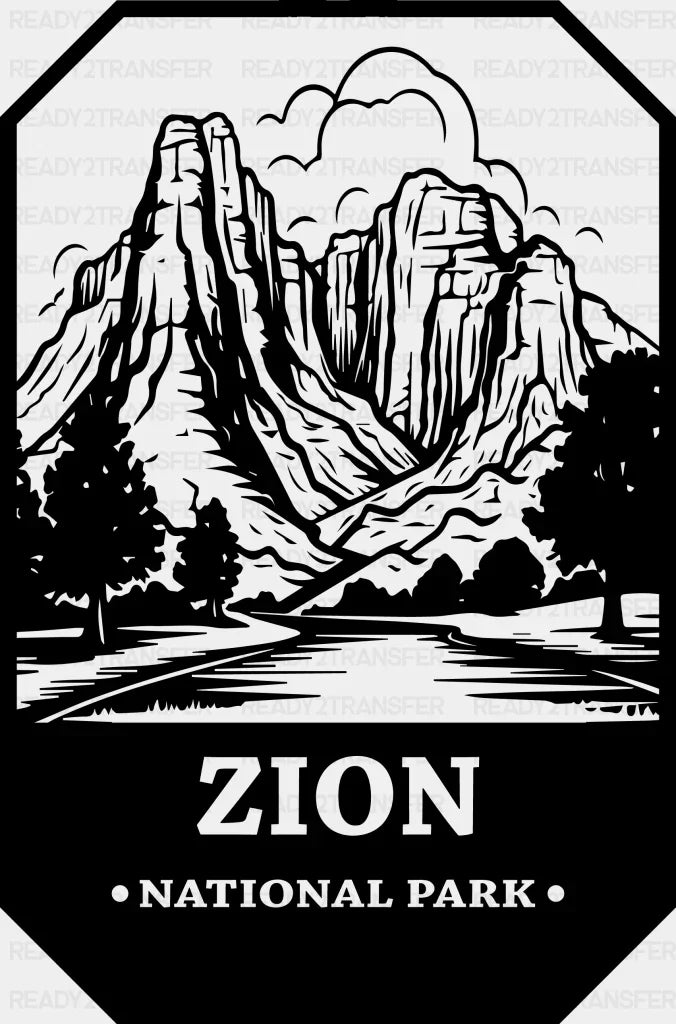 Zion National Park Design - National Parks DTF Transfers ready2transfer Black
