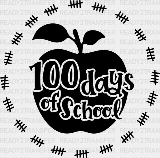 100 Days Of School Apple Design Dtf Transfer