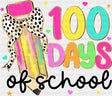 100 Days Of School Colorful Ribbon Pencil - 100 Days Of School DTF Transfer Adult Unisex - S & M (10’’) / Dark Color