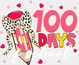 100 Days Of School Ribbon Pencil Pink Design - 100 Days Of School DTF Transfer Adult Unisex - S & M (10’’) / Light