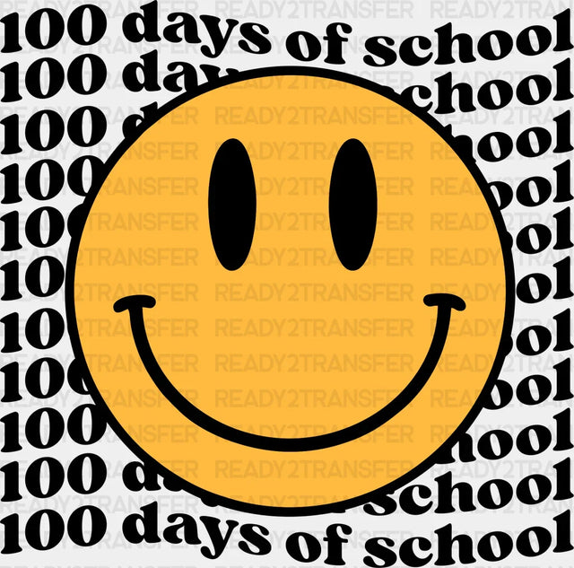 100 Days Of School Smiley Face Design Dtf Transfer