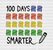 100 Days Smarter Sticks DTF Transfer ready2transfer Black