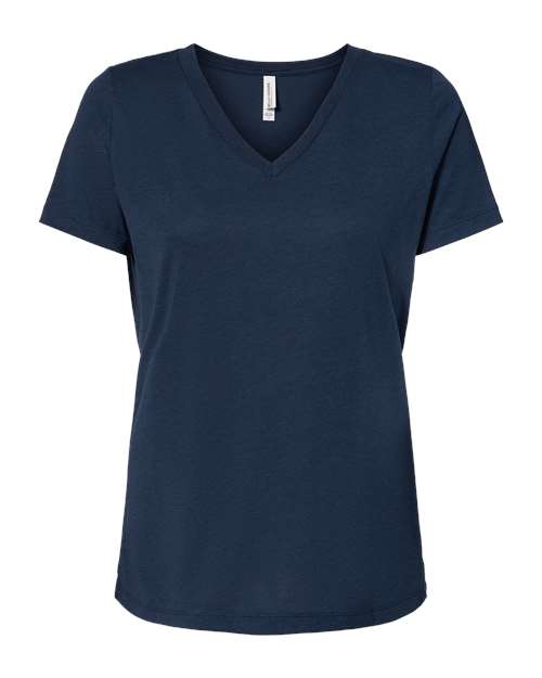 Women's Relaxed Triblend V-Neck Tee BELLA + CANVAS Solid Navy Triblend