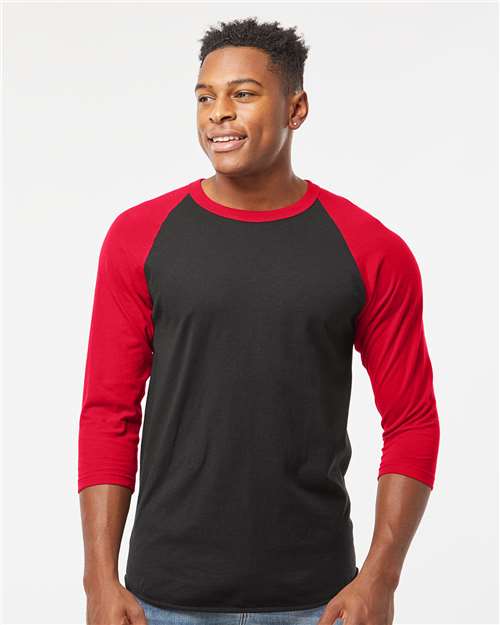 Unisex Fine Jersey Raglan T-Shirt Tultex Black Red