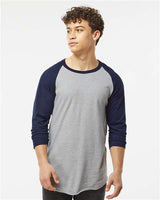Unisex Fine Jersey Raglan T-Shirt Tultex Heather Grey Navy