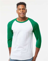 Unisex Fine Jersey Raglan T-Shirt Tultex White Kelly