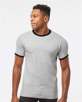 Unisex Fine Jersey Ringer T-Shirt Tultex Heather Grey Black