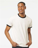 Unisex Fine Jersey Ringer T-Shirt Tultex Vintage White Black