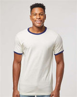 Unisex Fine Jersey Ringer T-Shirt Tultex Vintage White Inked India