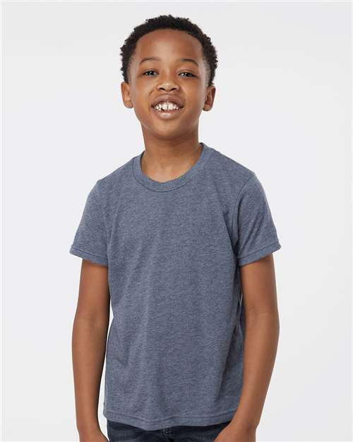 Youth Poly-Rich T-Shirt Tultex Heather Navy