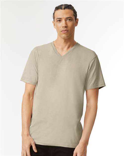 Unisex CVC V-Neck Tee American Apparel Heather Khaki
