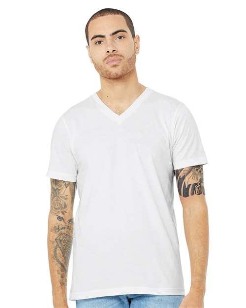 Unisex Heather CVC V-Neck Tee BELLA + CANVAS Solid White Blend