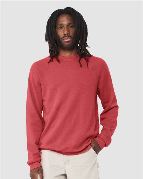 Unisex Sponge Fleece Raglan Crewneck Sweatshirt BELLA + CANVAS Heather Red