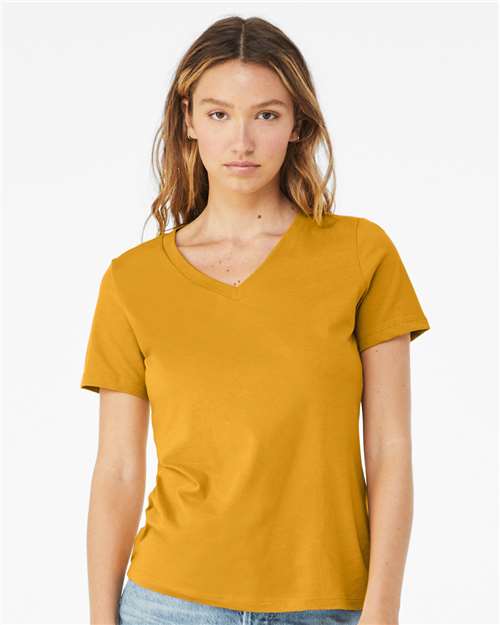 Women’s Relaxed Jersey V-Neck Tee BELLA + CANVAS Mustard