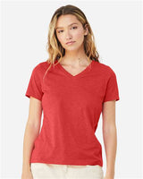 Women's Relaxed Heather CVC V-Neck Tee BELLA + CANVAS Heather Red