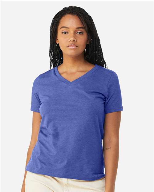 Women's Relaxed Heather CVC V-Neck Tee BELLA + CANVAS Heather True Royal