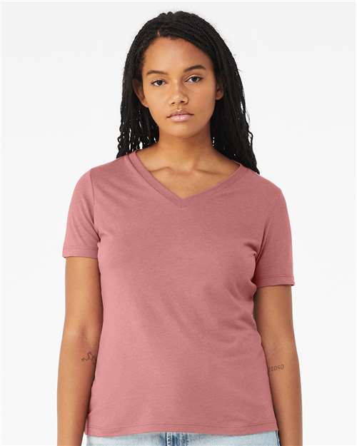 Women's Relaxed Triblend V-Neck Tee BELLA + CANVAS Mauve Triblend