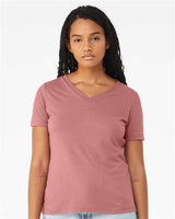 Women's Relaxed Triblend V-Neck Tee BELLA + CANVAS Mauve Triblend