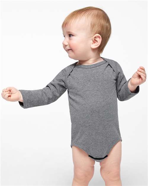 Infant Fine Jersey Long Sleeve Bodysuit Rabbit Skins Granite Heather