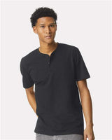 Unisex CVC Henley Tee American Apparel Black