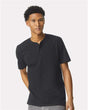 Unisex CVC Henley Tee American Apparel Black