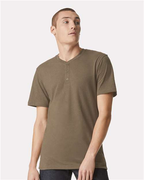 Unisex CVC Henley Tee American Apparel Heather Army