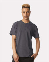 Unisex CVC Henley Tee American Apparel Heather Charcoal
