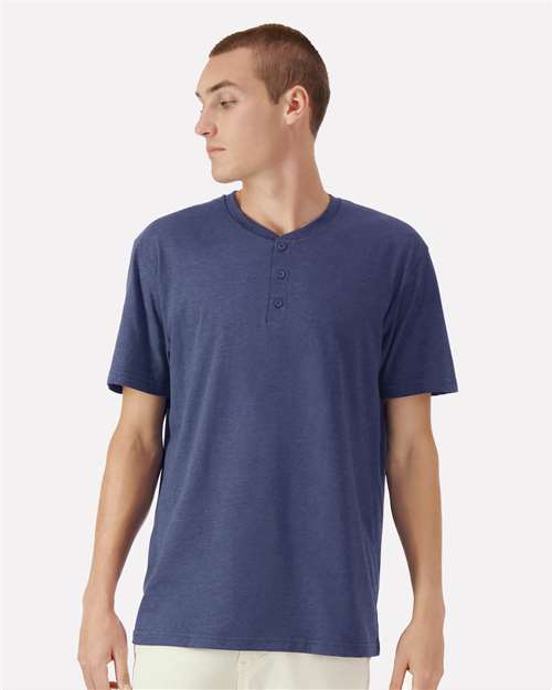 Unisex CVC Henley Tee American Apparel Heather Indigo